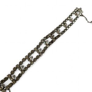 Vintage Rhinestone Crystal Double Strand Silver Tone Tennis Bracelet